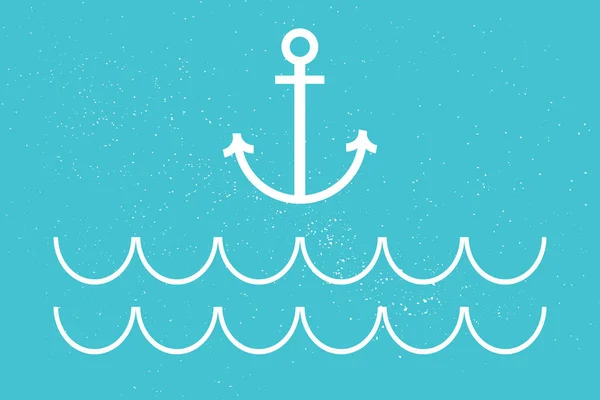 Mavi arkaplanda dalgaları olan beyaz çapa