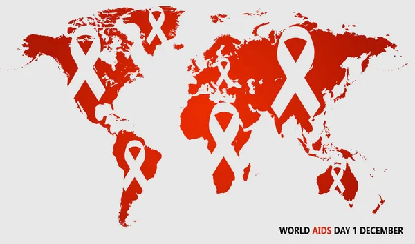 Dünya harita resmi 1 Aralık için AIDS işaretiyle