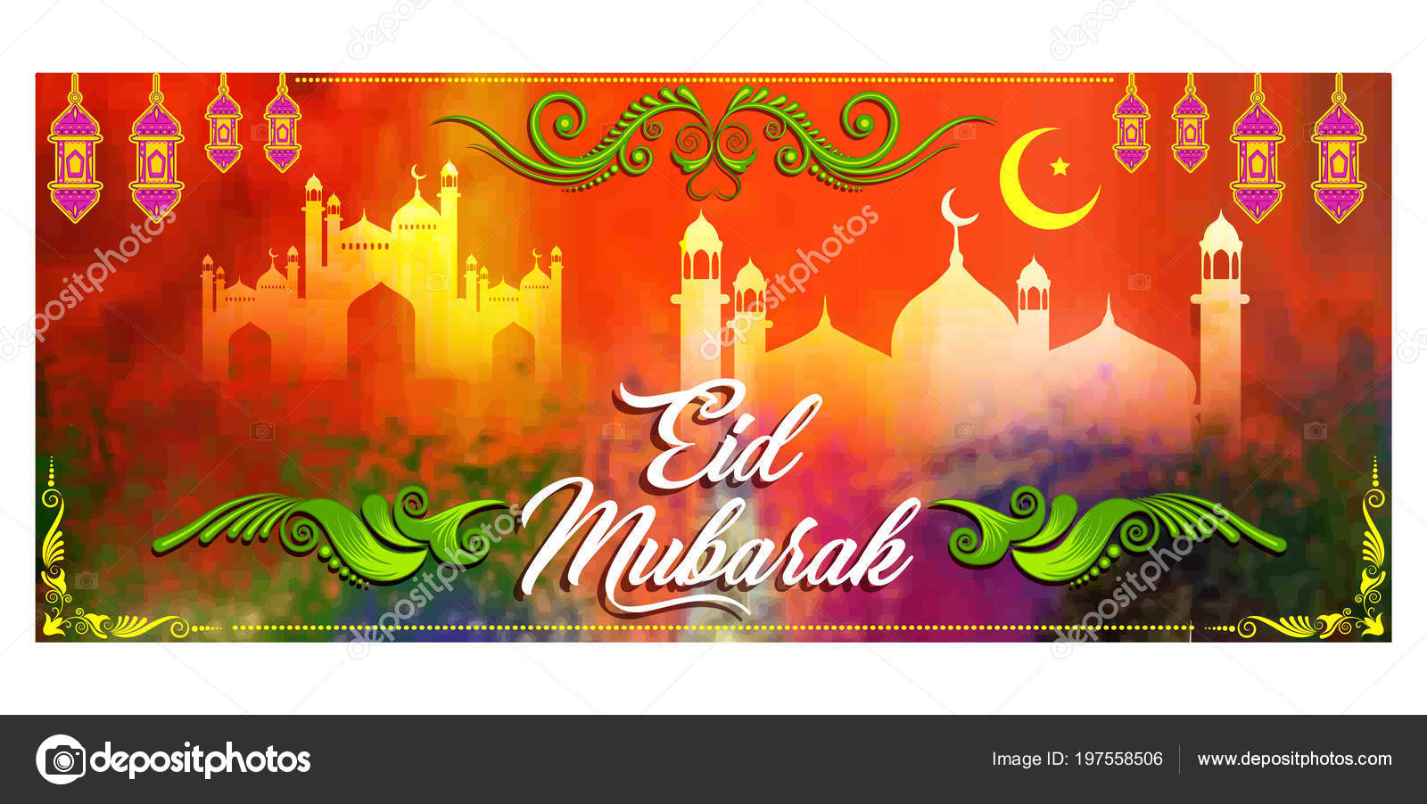 Eid Mubarak Banner Design Vector Image By C Colorbolt Vector Stock 197558506