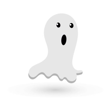 Komik hayalet cadılar bayramı duygularıyla sevimli canavar sonbahar tatili ürkütücü ruh uçan hayalet vektör çizimi