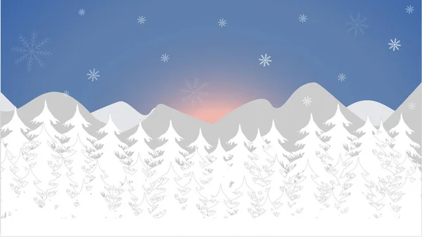 Paisaje Con Abetos Pino Fondo Del Bosque Ilustración Vectorial Dibujada — Vector de stock