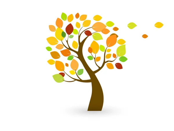 Symbol Symbol Eines Herbstbaumes Mit Gelben Mehrfarbigen Blättern — Stockvektor