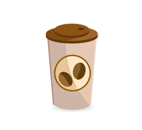 컨테이너 뜨거운 커피와 아이콘 — 스톡 벡터