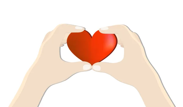 Coração Vermelho Nas Mãos Conceito Saúde Medicina Cuidado Apoio Fundo — Vetor de Stock