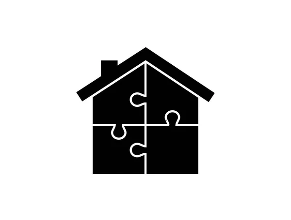 Casa Quebra Cabeças Com Telhado Empresa Construção —  Vetores de Stock