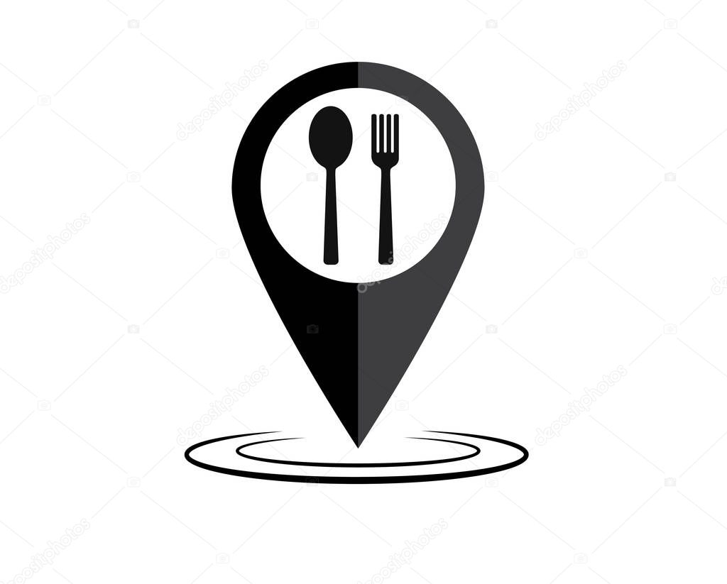 Restaurant location pin vector icon. Filled flat sign for mobile concept and web design. Cafe map, marker icon. Symbol, logo illustration. vector graphics