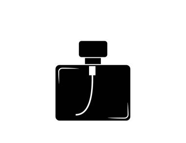 Bir şişe erkek parfümü. Simge, sembol, siluet. Yalıtılmış vektör görüntüsü.