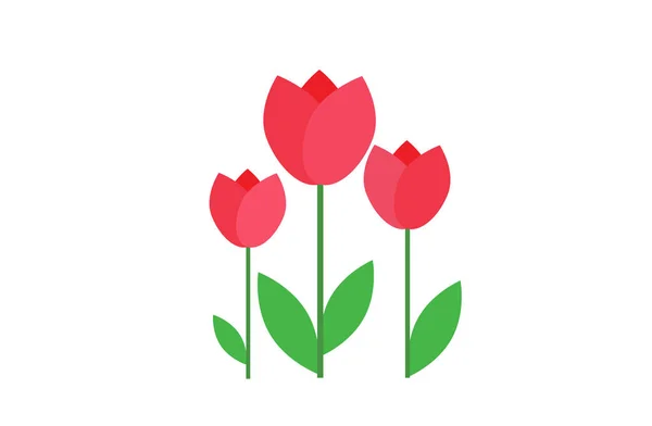 Плоский Значок Білому Фоні Тюльпан Цвіте Березня Жіночий Весняний День — стоковий вектор