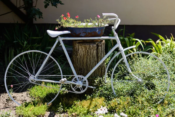 Fiets Bloemen Decor Park — Stockfoto