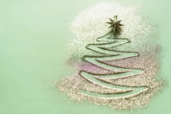 Kerstboom Gemaakt Van Glitter Blauwe Achtergrond Winter Nieuwe Jaar Concept — Stockfoto