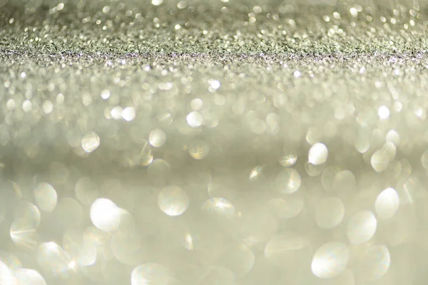 Zilverkleurige Glitter Achtergrond Met Abstracte Bokeh Verlichting Nieuwjaar Kerstconcept Sprankelende — Stockfoto