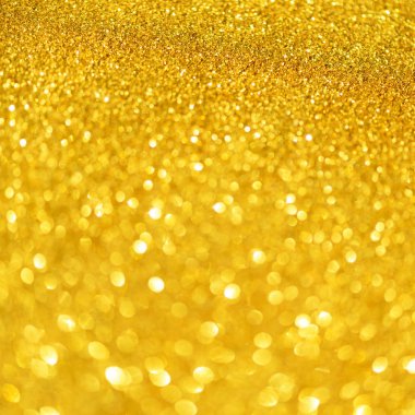 Işıltılı bir arka plan. Kare mahsul. Tatil soyut dokusu. Fotokopi alanı olan Noel kartı, altın bokeh, çözülmüş ışıklar.