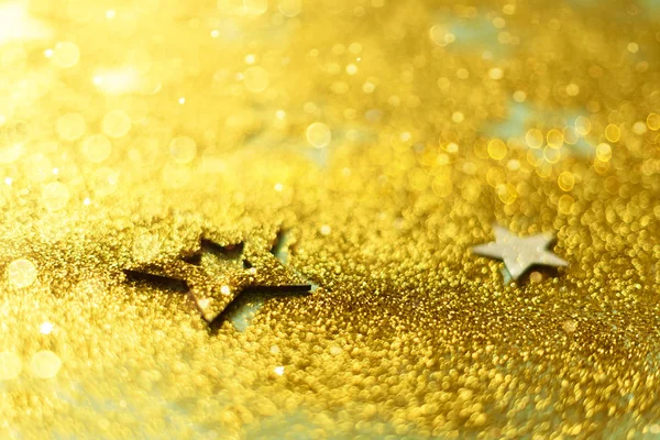Fond Abstrait Doré Avec Étoiles Lumières Bokeh Fête Noël Carte — Photo