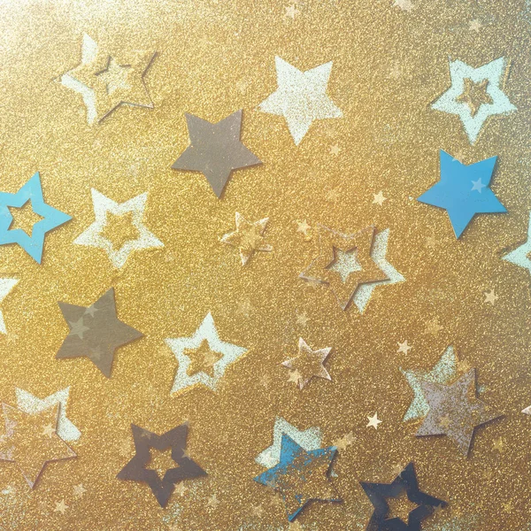 Weihnachtsfeier Abstrakter Hintergrund Für Die Neujahrsparty Pattern Von Goldenen Sternen — Stockfoto