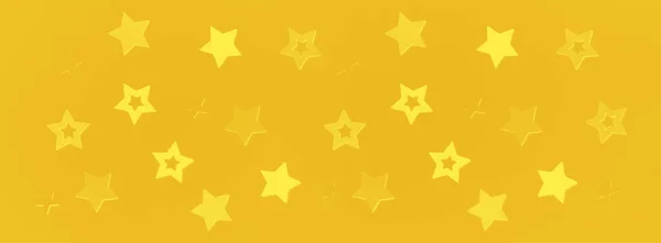 Yellow stars on gold background with bokeh. Texture for new year, birthday, baby shower party. Creative pattern. Banner.