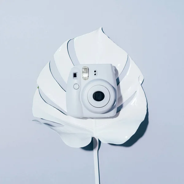 リトアニア・ヴィリニュス2019年9月16日:富士フイルムInstax Mini Instant Film Camera on gray background. — ストック写真
