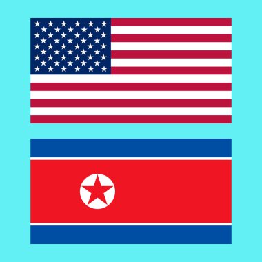 ABD ve Kuzey Kore bayrakları 