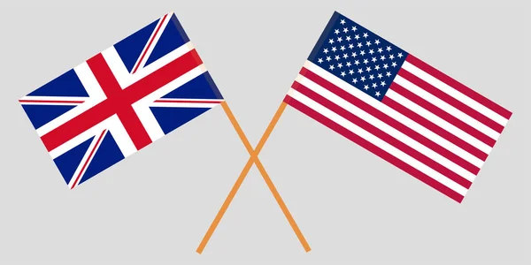 Skrzyżowane pulpitu flagi Stanów Zjednoczonych i Wielkiej Brytanii. Nam i Uk negocjacji. Wektor — Wektor stockowy
