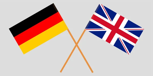 De korsade flaggorna för Storbritannien och Tyskland. Vektor — Stock vektor