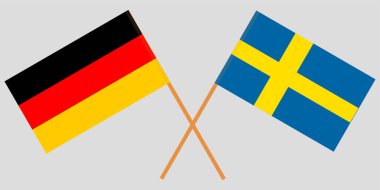 Çapraz Almanya ve İsveç bayrakları. Vektör