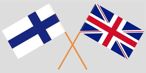 De korsade flaggorna för Storbritannien och Finland. Vektorillustration — Stock vektor