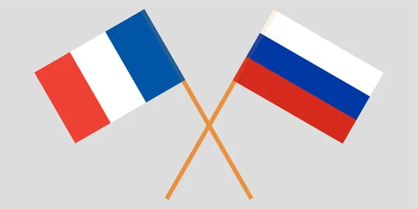 As bandeiras cruzadas da Rússia e da França. Vetor —  Vetores de Stock