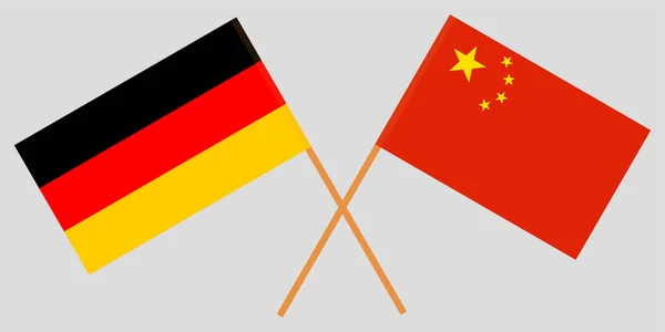Duitsland en de Republiek China vlaggen. Officiële kleuren. Vector — Stockvector