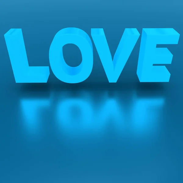3D. синій текст любові. Елемент дизайну для щасливого Валентина — стокове фото