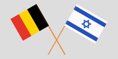 Çapraz bayrakları İsrail ve Belçika. Resmi renkleri. Doğru orantılı. Vektör