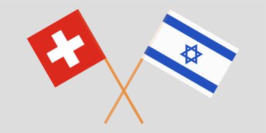 Çapraz bayrakları İsrail ve İsviçre. Resmi renkleri. Doğru orantılı. Vektör