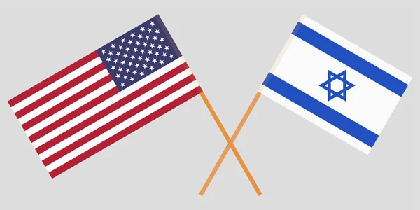 Flag Izrael i usa. Oficjalne kolory. Odpowiedniej proporcji. Wektor — Wektor stockowy