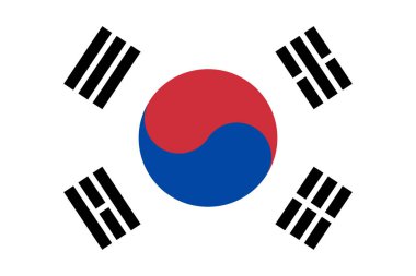 Güney Kore ulus bayrak. Resmi renkleri. Doğru orantılı. Vektör