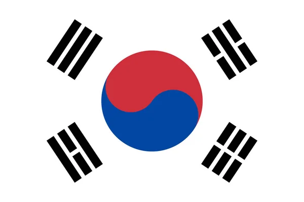 Dél-Korea nemzet zászlaja. Hivatalos színek. Megfelelő arányban. Vektor — Stock Vector