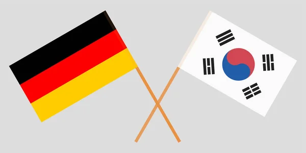 Bandeiras cruzadas Coreia do Sul e Alemanha. Cores oficiais. Proporção correcta. Vetor —  Vetores de Stock