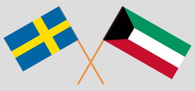 Kuveyt ve İsveç. Kuveyt ve İsveç bayraklarını. Resmi renkleri. Doğru orantılı. Vektör