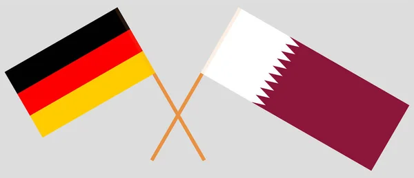 Катар и Германия. Катарский и немецкий флаги. Официальные цвета. Правильная пропорция. Вектор — стоковый вектор