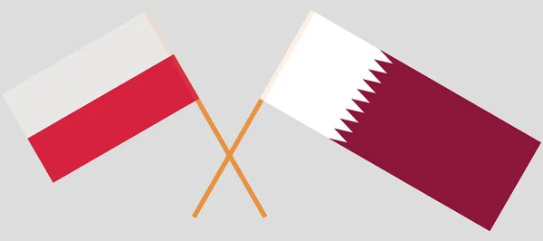 Катар и Польша. Флаги Катара и Польши. Официальные цвета. Правильная пропорция. Вектор — стоковый вектор