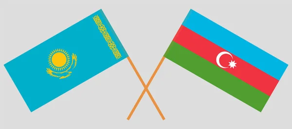 Перекрещенные флаги Казахстана и Азербайджана — стоковый вектор