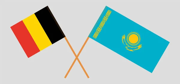 Bandiere incrociate del Kazakistan e del Belgio — Vettoriale Stock