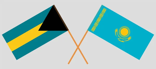 Gekruiste vlaggen van Kazachstan en Bahama 's — Stockvector
