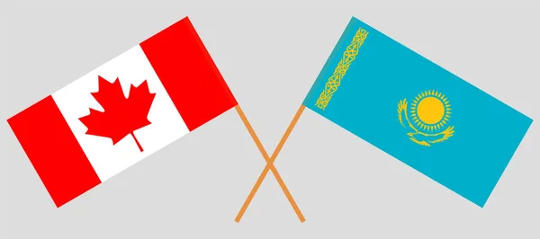 Gekruiste vlaggen van Kazachstan en Canada — Stockvector