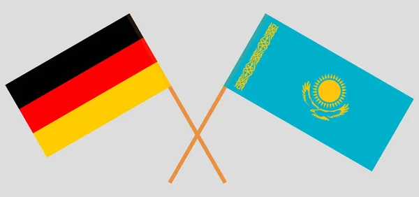 Kazakistan ve Almanya 'nın çapraz bayrakları — Stok Vektör