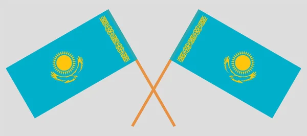Korsade flaggor i Kazakstan. Officiella färger. Korrekt andel — Stock vektor