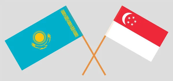 Bendera Kazakhstan dan Singapura yang disilangkan - Stok Vektor