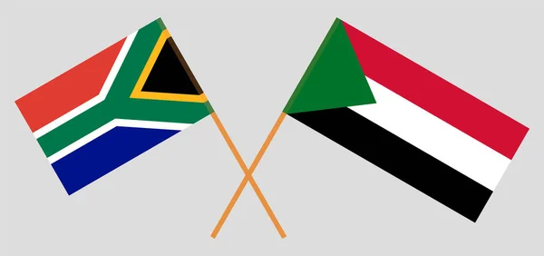 Drapeaux croisés du Soudan et de la RSA — Image vectorielle
