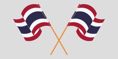 Çapraz ve dalgalı Tayland bayrakları