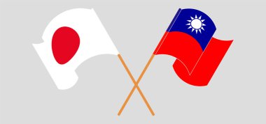 Tayvan ve Japonya 'nın çapraz ve dalgalı bayrakları