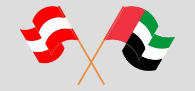 Avusturya ve Birleşik Arap Emirlikleri 'nin çapraz ve dalgalı bayrakları