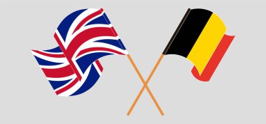 Belçika ve İngiltere 'nin çapraz ve dalgalı bayrakları.