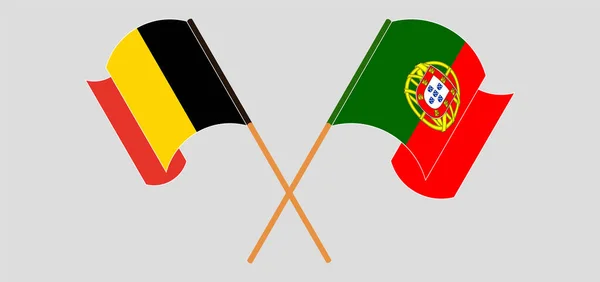 Belgiens och Portugals flagga för kryssningar och viftningar — Stock vektor